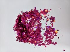 Koyu pembe karışık boy hologramlı pul