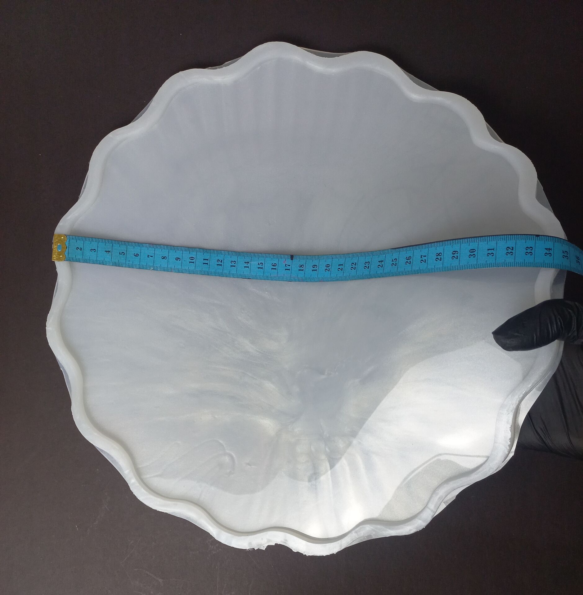 34cm Dalgalı Yuvarlak Epoksi Silikon Tepsi Kalıbı Derinlik 6mm