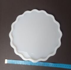 25cm Dalgalı Yuvarlak Epoksi Silikon Tepsi Kalıbı Derinlik 6mm