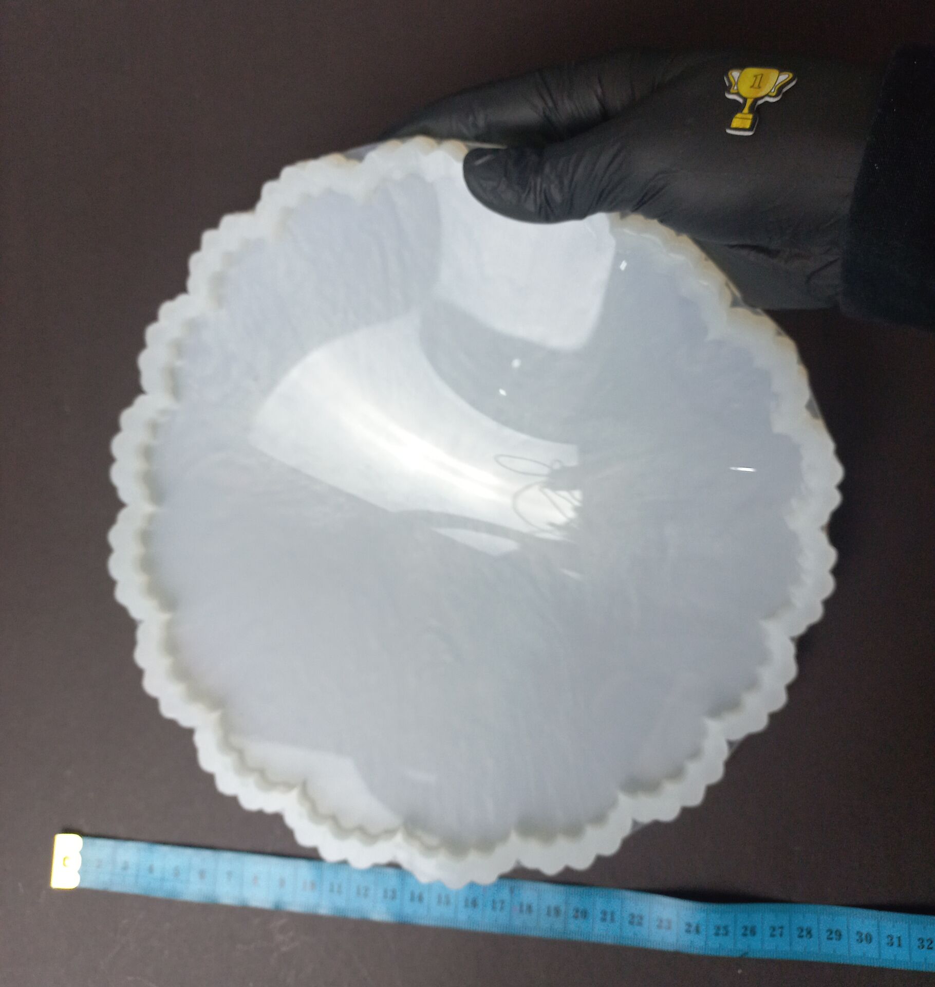 25cm Çiçek Desenli Yuvarlak Epoksi Silikon Tepsi Kalıbı Derinlik 6mm