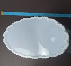 36cm/23cm Çiçek Desenli Oval Epoksi Silikon Tepsi Kalıbı Derinlik 8mm