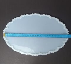 36cm/23cm Çiçek Desenli Oval Epoksi Silikon Tepsi Kalıbı Derinlik 8mm