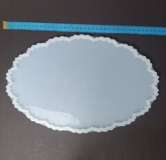 36cm/23cm Çiçek Desenli Oval Epoksi Silikon Tepsi Kalıbı Derinlik 6mm