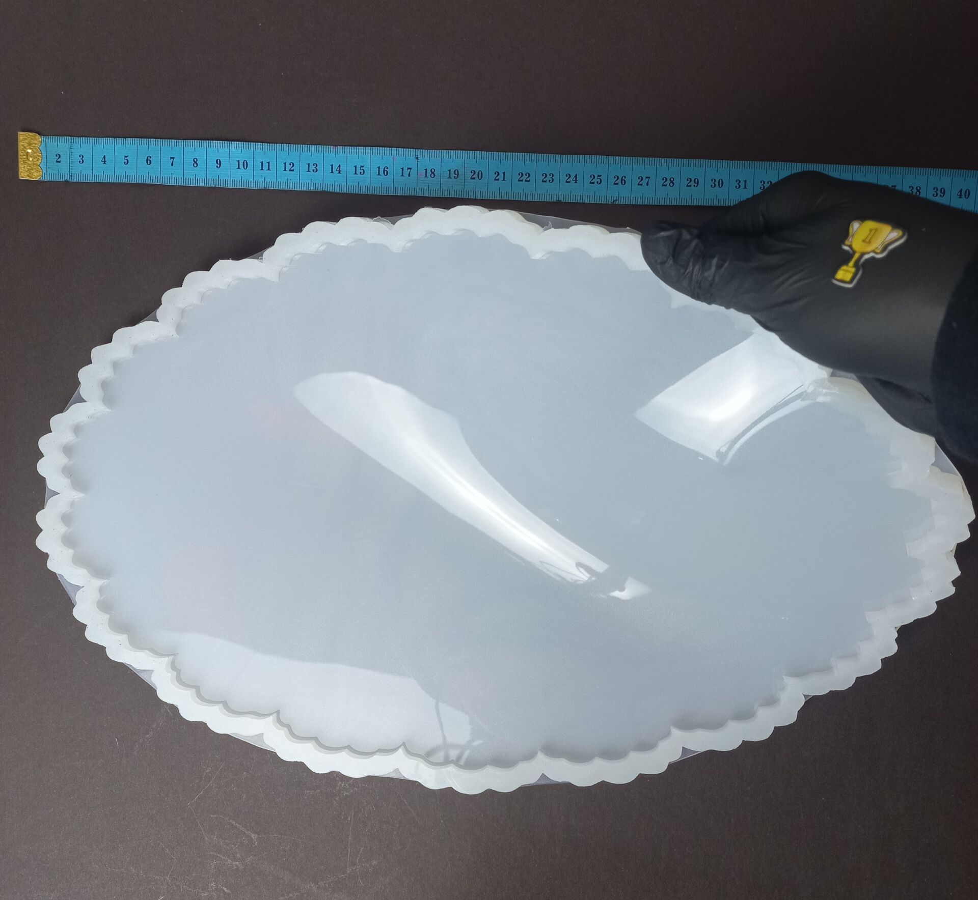 36cm/23cm Çiçek Desenli Oval Epoksi Silikon Tepsi Kalıbı Derinlik 6mm