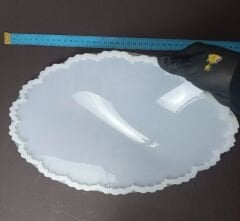 36cm/23cm Çiçek Desenli Oval Epoksi Silikon Tepsi Kalıbı Derinlik 6mm