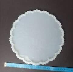 25cm Çiçek Desenli Yuvarlak Epoksi Silikon Tepsi Kalıbı 8mm