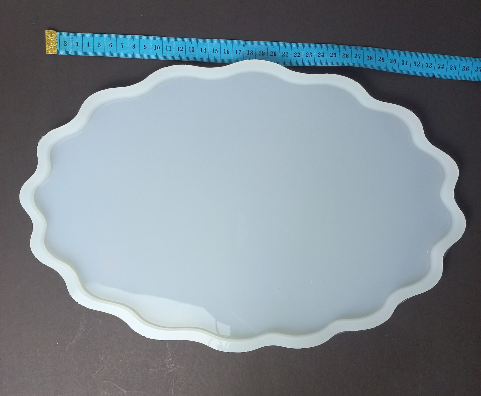 36cm/23cm Dalgalı Oval Epoksi Silikon Tepsi Kalıbı Derin 8mm