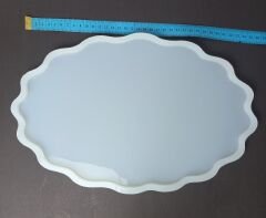 36cm/23cm Dalgalı Oval Epoksi Silikon Tepsi Kalıbı Derin 8mm