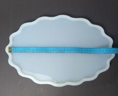 36cm/23cm Dalgalı Oval Epoksi Silikon Tepsi Kalıbı Derin 8mm