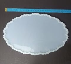 36cm/23cm Çiçek Desenli Oval Epoksi Silikon Tepsi Kalıbı 8mm